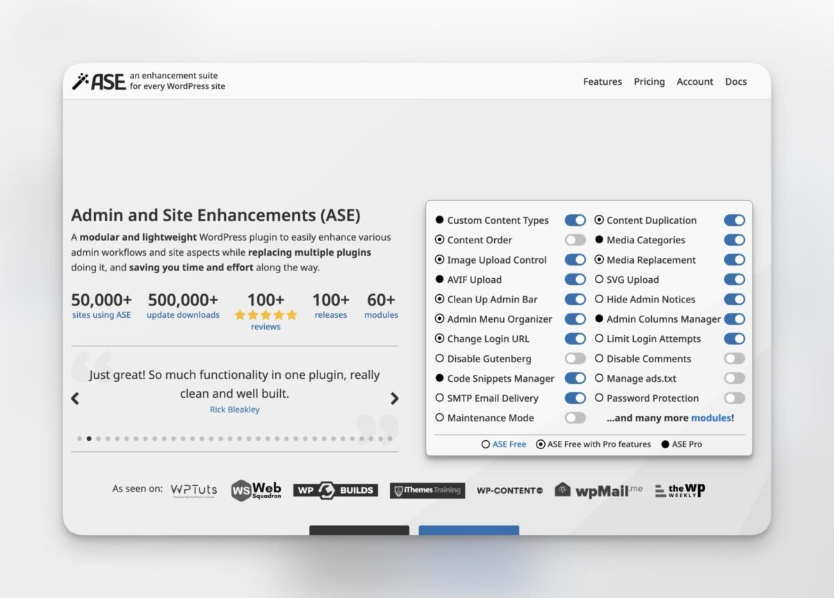 ASE <br>Admin and Site Enhancements