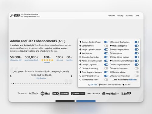 ASE <br>Admin and Site Enhancements