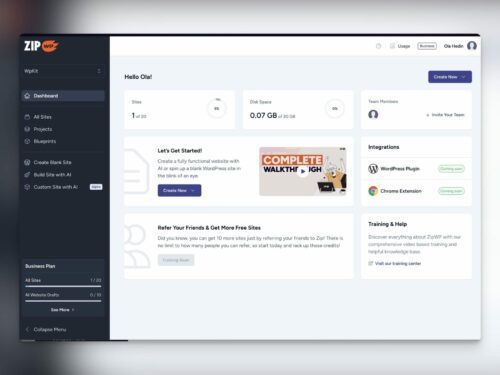 Screenshot ZipWp <br>Skapa webbplatser med Ai